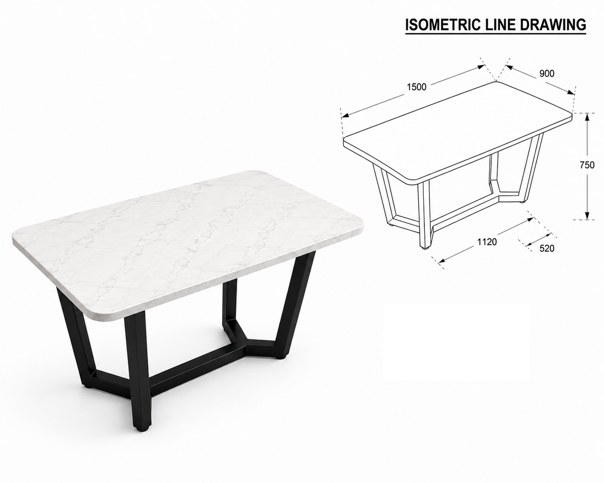 LUXORA Modern 6-Seater Dining Set
