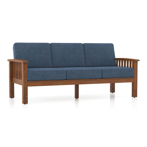 3 Seater Wooden Sofa in Midnight Indigo Blue Colour
