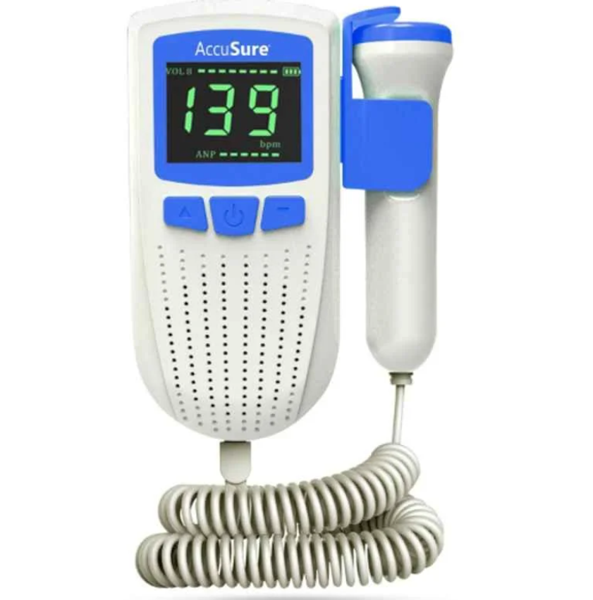 AccuSure Fetal Doppler for Doctors & Mothers Fetal Heart Rate Monitor with USB Charging & LCD Display