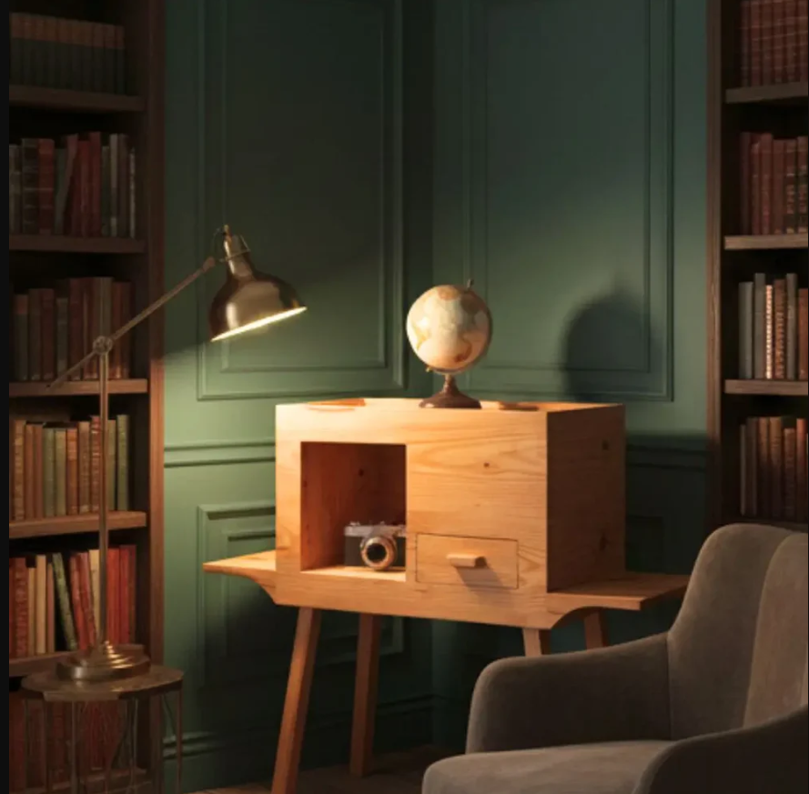 Mid Century Modern Wooden Music  Storage